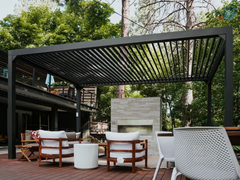 Báo giá mái nhôm xếp lật tự động