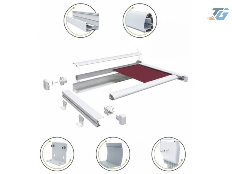 Cấu tạo mái bạt cuốn tự động bao gồm những gì