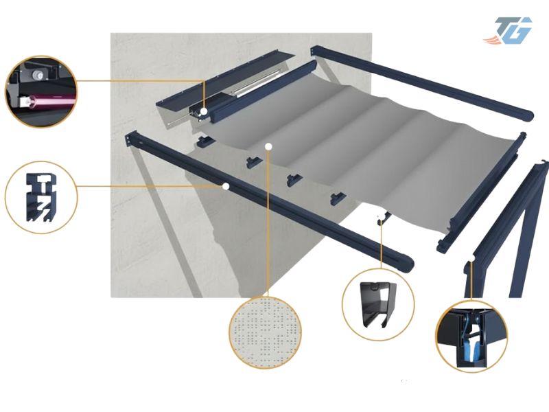 Cấu tạo mái bạt xếp tự động