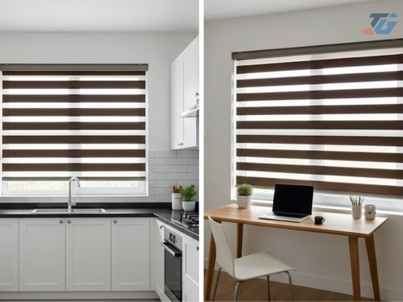 Rèm cuốn cầu vồng phù hợp với không gian bếp và làm việc