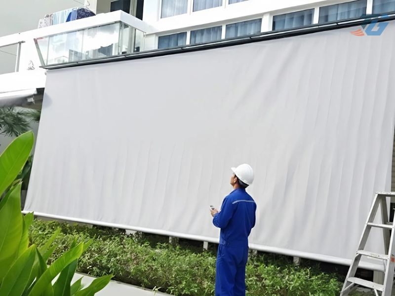 Thi công bạt che nắng mưa sân vườn