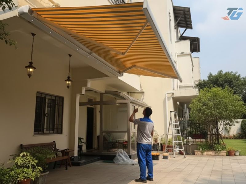 Thi công mái hiên tự động