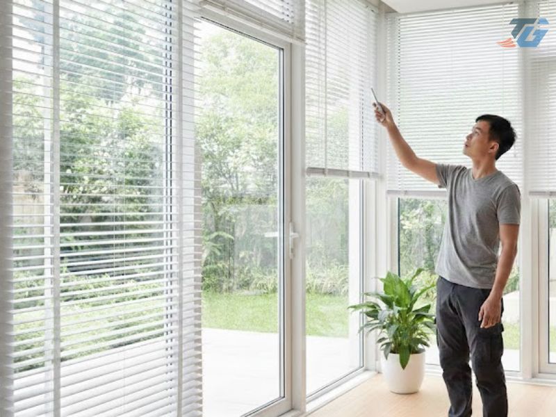 Thi công rèm sao ngang tự động cho phòng khách