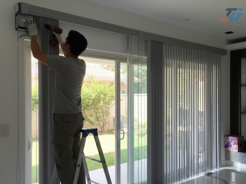 Thi công thực tế rèm kéo ngang tự động cho phòng bếp