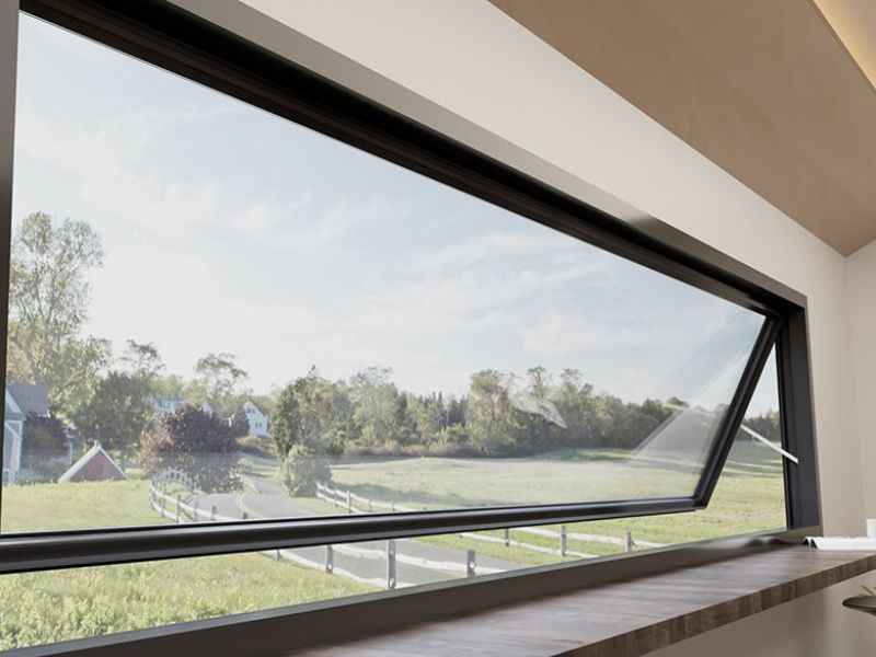 Thi công vách kính mở hất tự động