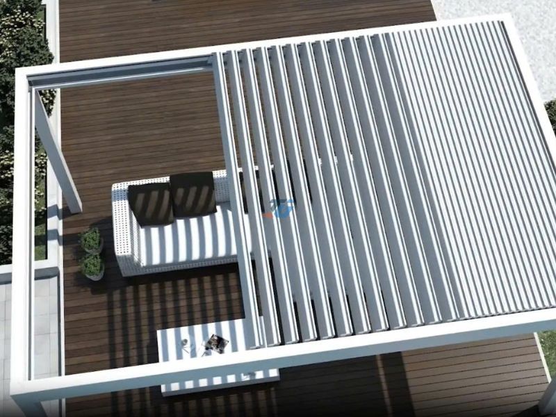 Mái nhôm xếp lật tự động