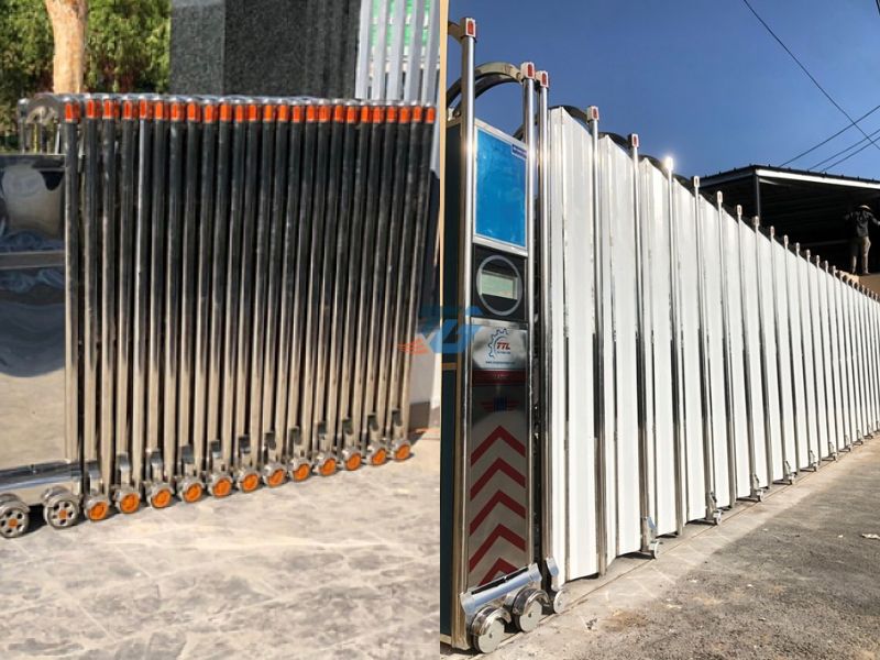 Nguyên lý hoạt động cổng xếp trượt lá chắn tự động