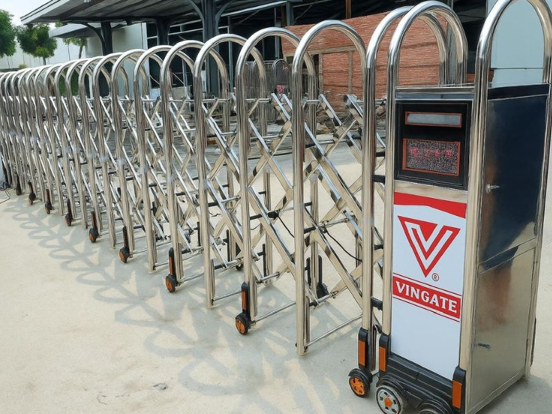 Thi công cổng xếp trượt điều kiển từ xa cho resort